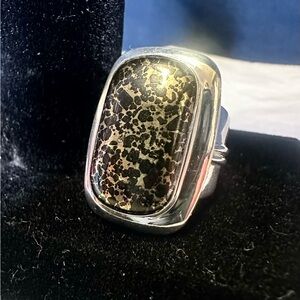 Jay King Desert Rose Trading Mine Finds Sterling Silver Black Gold Stone Ring; 9